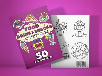 Food Drink Snacks Coloring Book: Bold & Easy Designs of Your Favorite