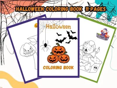 Fun Halloween Coloring Book for Kids | 11 Purple Cartoon Pages in PDF