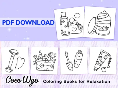 Glow Cosmetics Simple and Big Designs Coloring Book by Coco Wyo