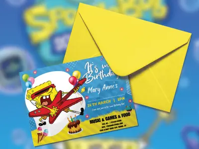 Spongebob Birthday invitation - Canva Template – Download & Print